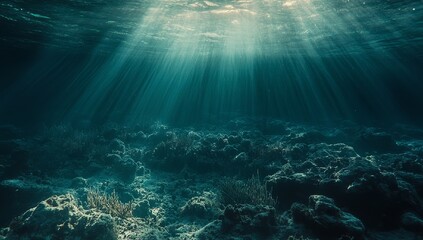 Sunlight Beams Through the Ocean Depths