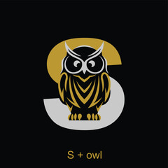 Owl and capital letter concept for initial logo or brand name, suitable for animal mascot, education, symbol and others.