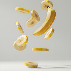 banana slices on white