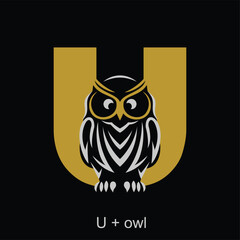 Owl and capital letter concept for initial logo or brand name, suitable for animal mascot, education, symbol and others.