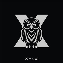 Owl and capital letter concept for initial logo or brand name, suitable for animal mascot, education, symbol and others.