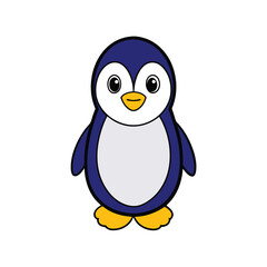 Cute penguin cartoon icon vector illustration on a white background.