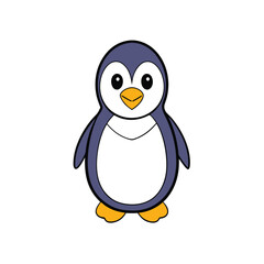 Cute penguin cartoon icon vector illustration on a white background.