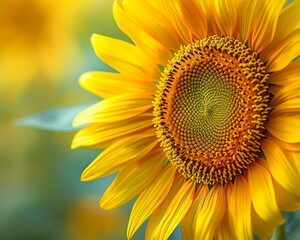 Obraz premium Captivating Close up of Sunflower s Intricate Center with Vibrant Petals and Patterns