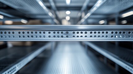 Minimalist Industrial Metal Rack on White Background for Text Placement.
