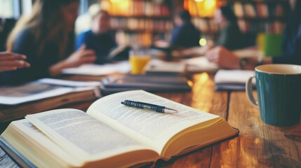 Open Book on a Wooden Table