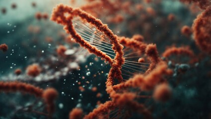 Abstract Organic Form: A mesmerizing microscopic view of a vibrant, swirling, and intricate organic structure. This abstract image evokes a sense of wonder and the unseen beauty of nature's microscopi