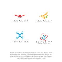 Creative modern drone camera logo design, Drone logo design set vector template.