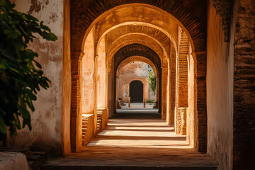 Fototapeta premium A passage leading to a courtyard in an ancient Africa city.