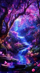 Ethereal Dreamscape: Surrealist Anime-Style Winter Landscape Blending Fantasy and Reality. Vibrant Colors and Intricate Details in a Captivating Imaginative Scene. Perfect for Creative Marketing, Book