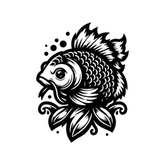 Fototapeta premium koi fish logo design, black koi fish logo vector illustration