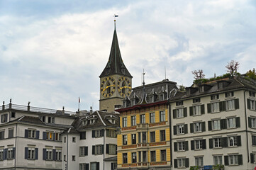 St. Peter church clock tower ,the Oldest Parish Church in Zurich,Peterskirche.