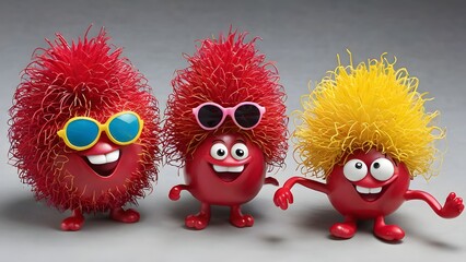 Obraz premium expressions and accessories give the rambutan characters fun expressions.
