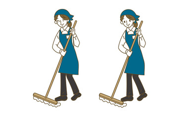 モップをかける女性