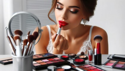 woman doing make-up