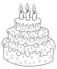 Unique and Cute Cake Coloring page for kids and Children.
