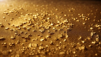 Golden Shimmer: A macro abstract of glittering gold flakes, capturing the luxurious texture and shimmering light for festive backgrounds or opulent design projects. 