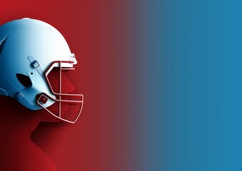 American Football Player Silhouette on Blue and Red Background 