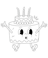 Unique and Cute Cake Coloring page for kids and Children.