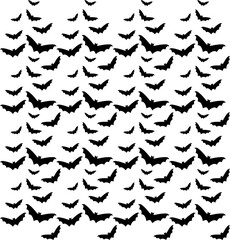 Seamless pattern Halloween symbols. Halloween black silhouettes bats illustration.