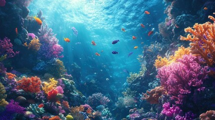 Naklejka premium The beauty of the tropical undersea world, with a dynamic ecosystem of coral reefs and diverse marine life.