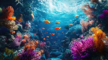 Naklejka premium The beauty of the tropical undersea world, with a dynamic ecosystem of coral reefs and diverse marine life.