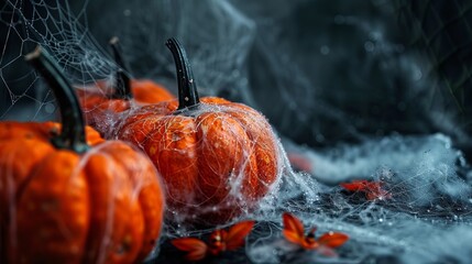halloween pumpkin in the web