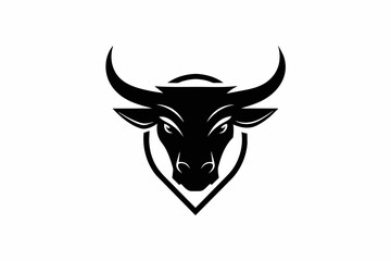 Retro vintage minimalist bull logo on black
