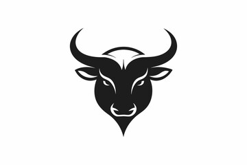 Retro vintage minimalist bull logo on black