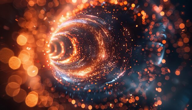 Highenergy shot of particles colliding in a particle accelerator, particle physics, scientific experiment