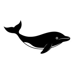 Whale black silhouette vector on white background