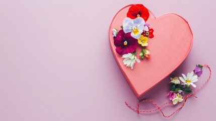 Pink Heart Gift Box with Flowers