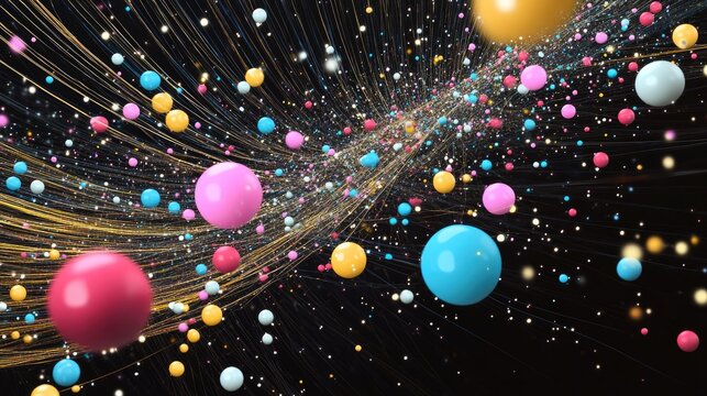 3D scatter plot with colored spheres, showing data points in three-dimensional space.