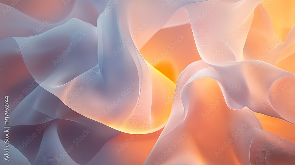 Poster a 3d abstract background of overlapping translucent layers with soft lighting.