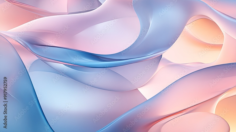 Poster a 3d abstract background of overlapping translucent layers with soft lighting.