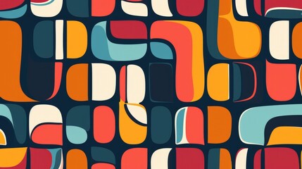 Geometric abstract seamless pattern with colorful rounded tiles endless ornament texture