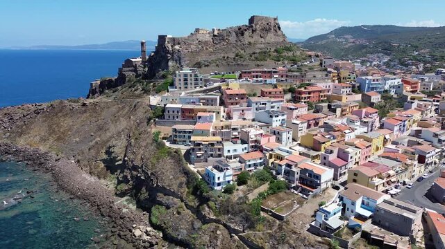 View of the town of Castelsardo on the coastline of Sardinia