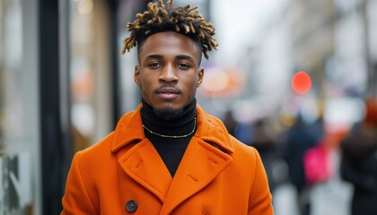 Obraz premium Young black man is posing in an urban environment