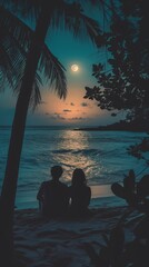 Celestial Romance on a Midnight Shore