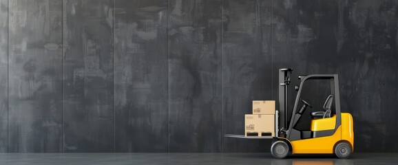 Forklift Carrying Boxes – 3D-Style Cargo Photography with Dark Grey Background