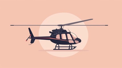 Fototapeta premium Simple and basic helicopter in hover, 2D vector illustration, minimalist approach, clean and plain lines