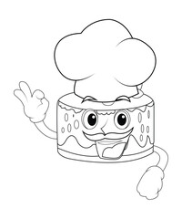 Cute Cake coloring page for kids and adults 