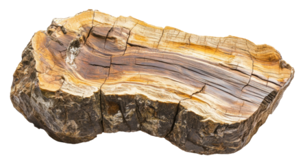 Petrified wood specimen from a forest, cut out - stock png.