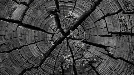 Obraz premium Warm gray cut wood texture. Detailed black and white texture of a felled tree trunk or stump