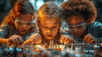 Children engaged in a science experiment - generative ai