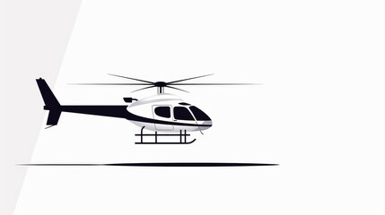 A minimalist helicopter hovering, simple and clean 2D vector illustration, plain design, basic lines and shapes