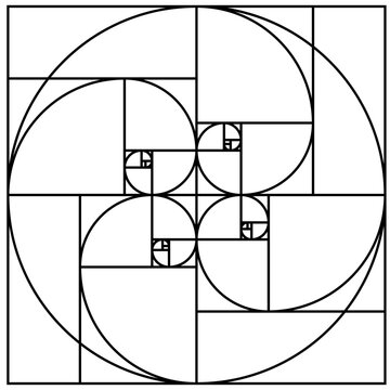 Golden Ratio, Phi, Fibonacci Sequence Illustration, Mathematical, Architectural Pattern, Sacred Geometry Clipart