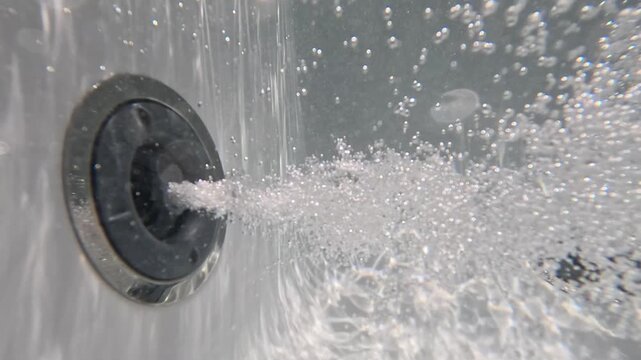 Underwater video of jacuzzi jets releasing air bubbles perfect for massage spa and well being