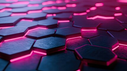 Obraz premium Futuristic 3D hexagonal grid with glowing edges and depth.