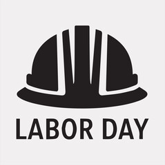 Labor Day typography Hammer, Safety helmet, logo vector silhouette on a white background